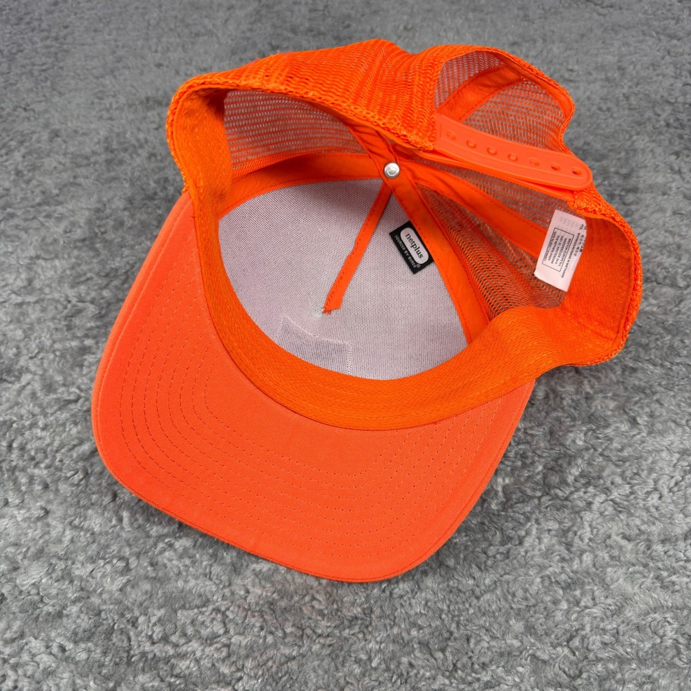Brixton Mens Blaze Orange Trucker Hat Snapback Mesh Logo Patch Cap - Picture 8 of 8